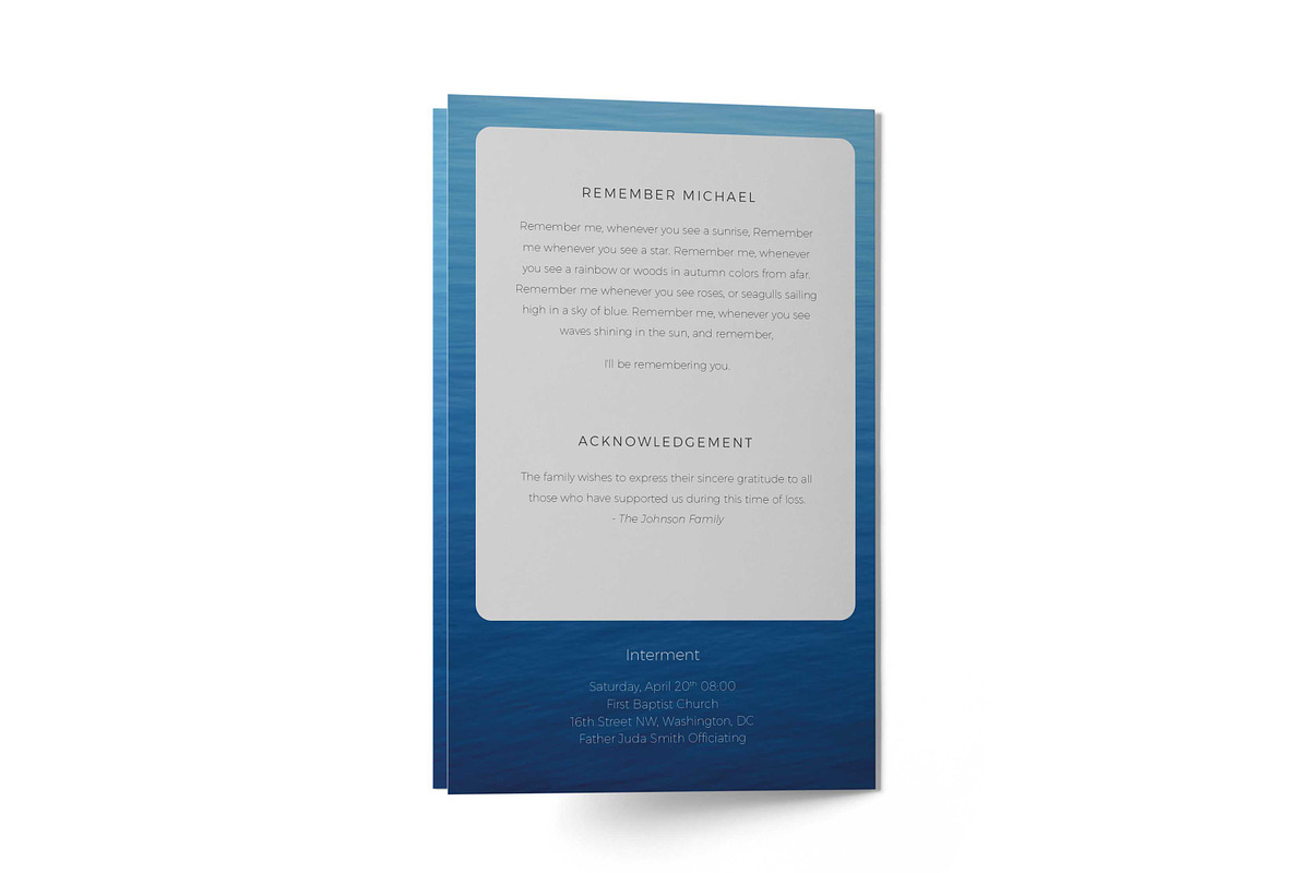Funeral Program Template Blue Ocean, a Brochure Template by inserenity (Photo 3 of 5)