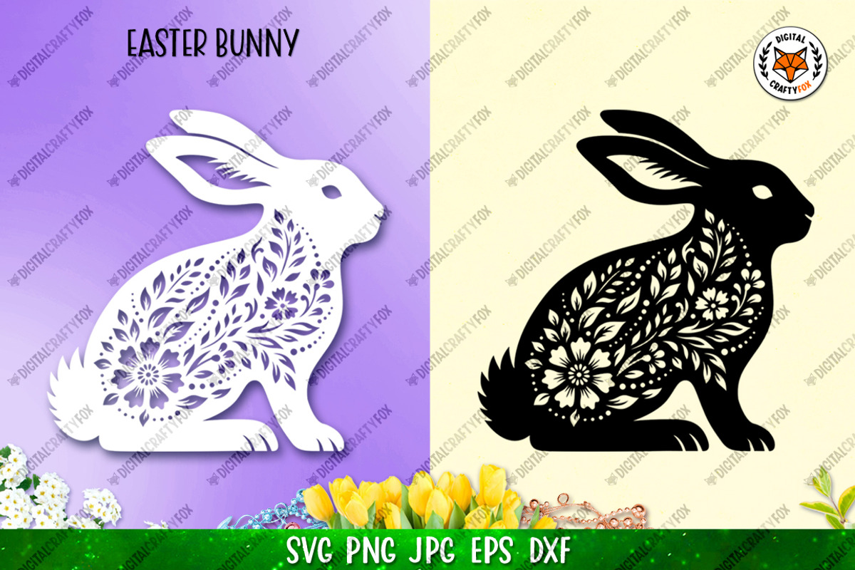 Easter Bunny Collection,Floral Bunny, an Animal Illustration by Digital_Craftyfox (Photo 15 of 20)