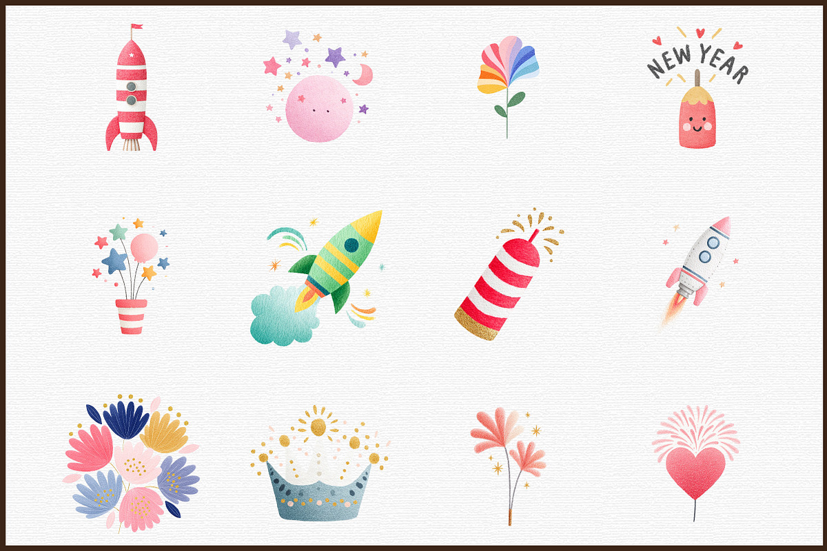 Happy New Year Fireworks Clipart Bun, an Illustration by Sublimation Artist (Photo 3 of 6)