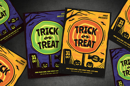 Trick or Treat Halloween Event Flyer, a Flyer Template by VectorVactory