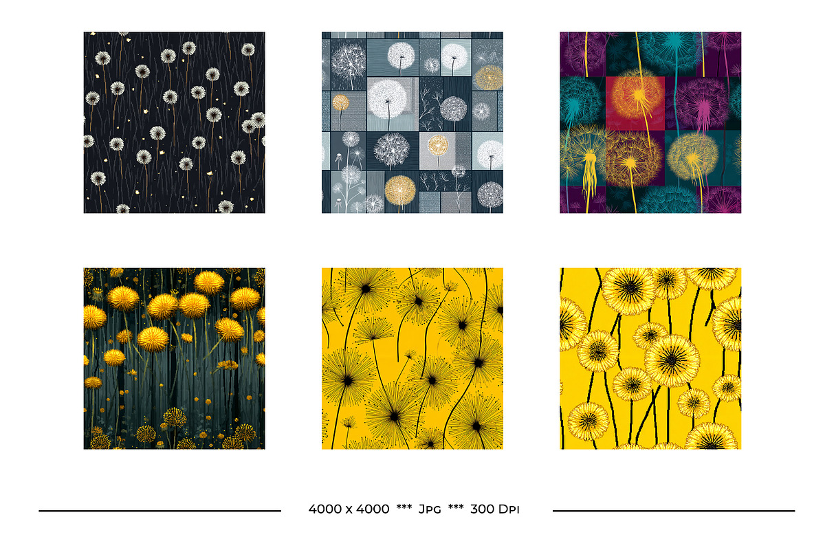 Dandelion Retro Art Style Patterns, a Pattern Graphic by karenfoleyphoto (Photo 6 of 13)