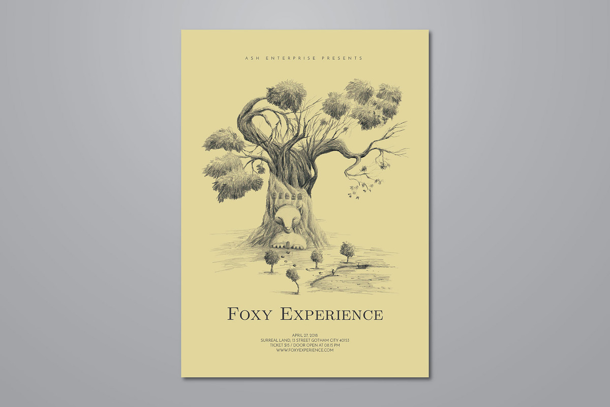 Hand Drawn Fox Tree Flyer, a Flyer Template by ashenterprise (Photo 1 of 6)