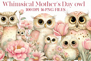 Whimsical Mother's Day owl Clipart, an Illustration by Designworld (Thumbnail 1 of 7)