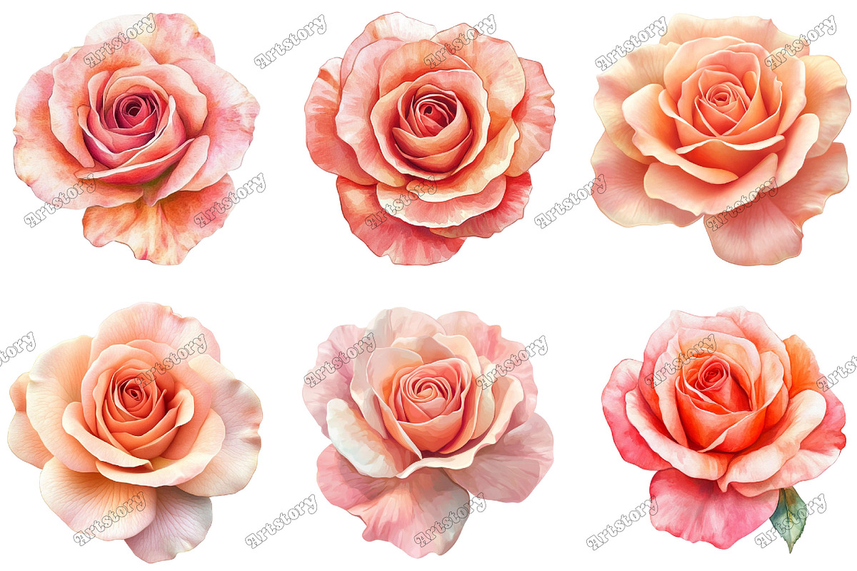 Rose Clipart Bundle Blush Flower, an Illustration by designcity5 (Photo 3 of 5)
