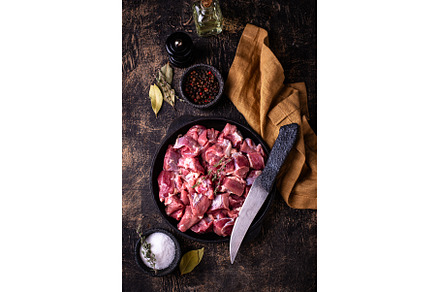 Raw chopped meat with spices