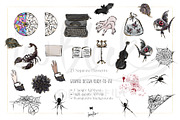 Gothic School Nerd Girl Clipart, a Seasonal Illustration by KaramfilaS (Thumbnail 8 of 10)