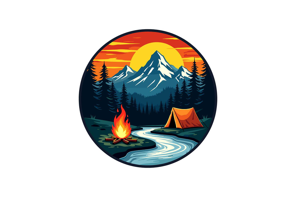 Sunset Forest Camping Badge Set, an Object Graphic by yasushie (Photo 9 of 13)