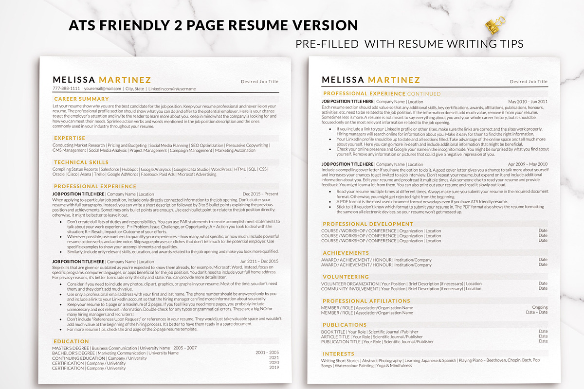 ATS Friendly Resume Template Gold, a Resume Template by BestResumes.Co (Photo 2 of 9)