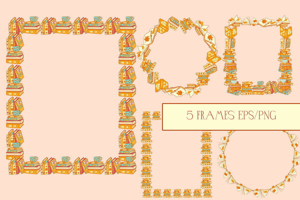 Autumn Books vector clipart patterns, an Education Illustration by Carpet Tapete Pretzel (Photo 4 of 13)