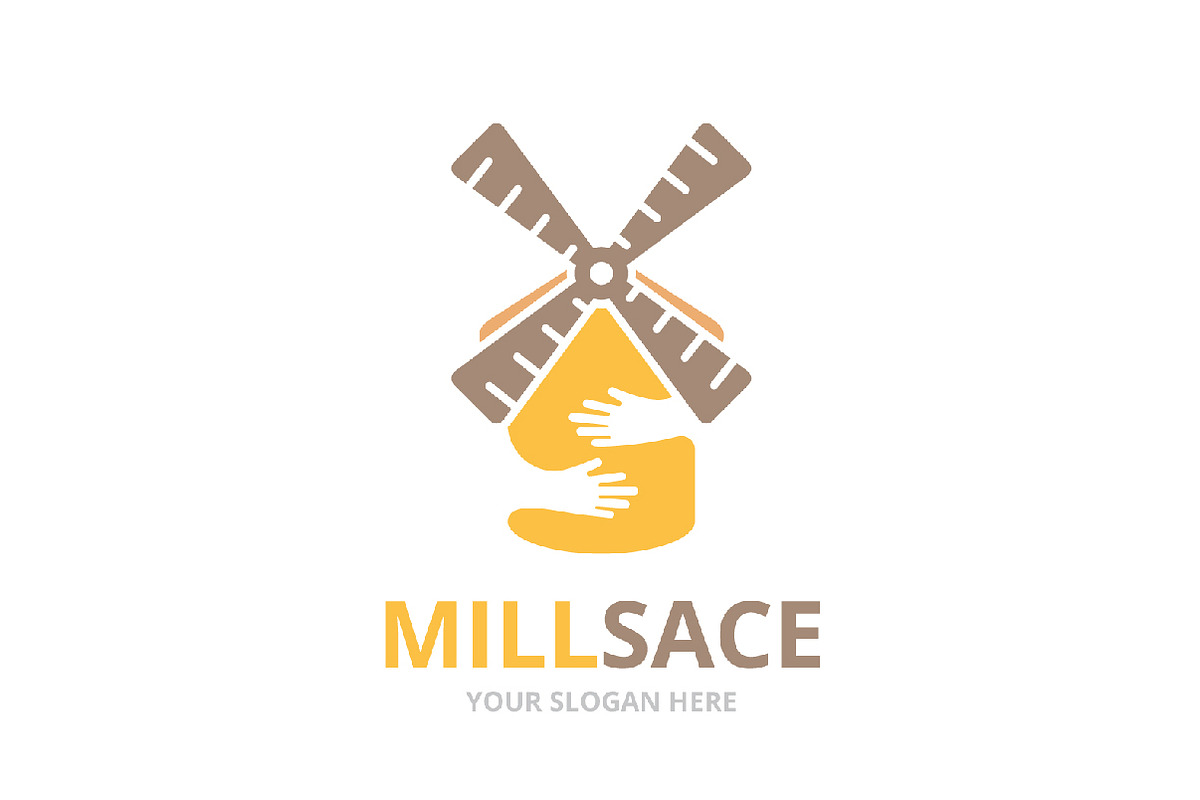 Vector mill and hands logo, a Branding & Logo Template by GraphiShop