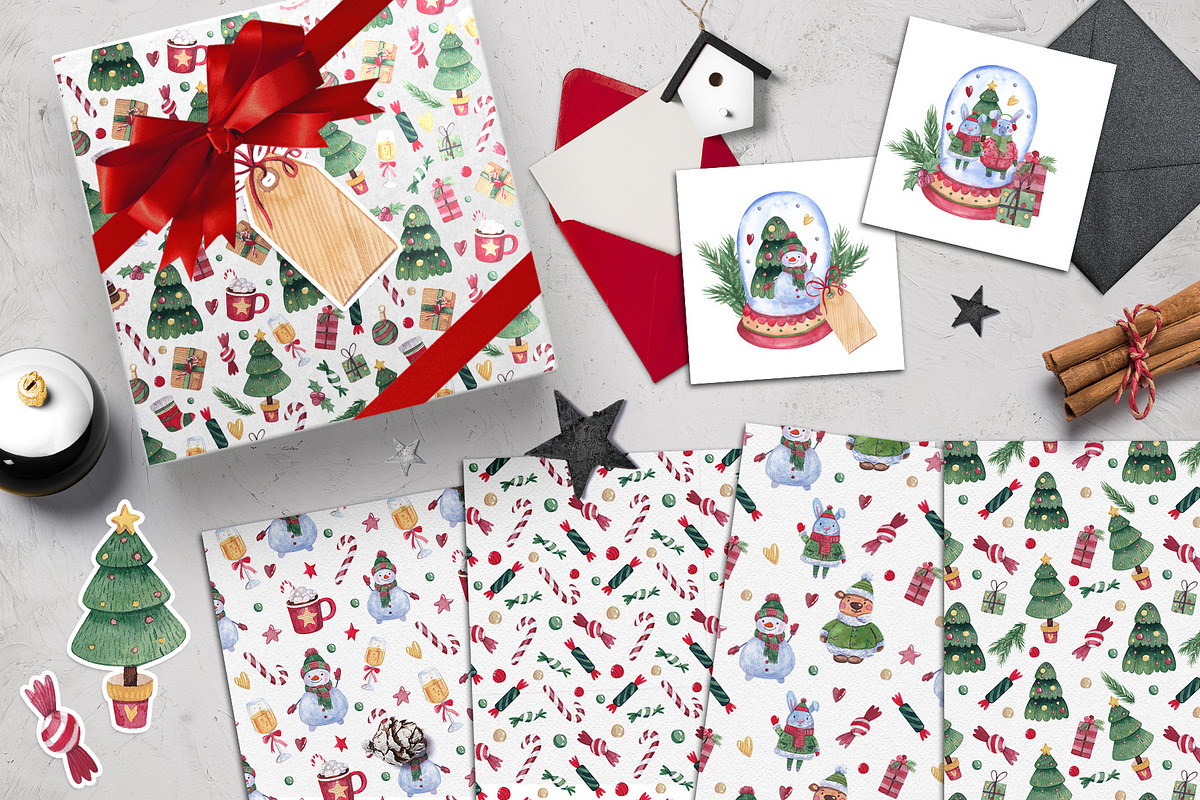 Christmas watercolor collection, an Illustration by martynmarin (Photo 1 of 2)