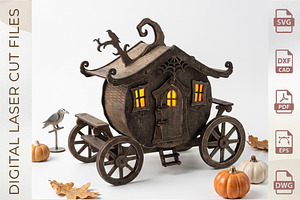 Halloween Pumpkin Carriage Laser Cut