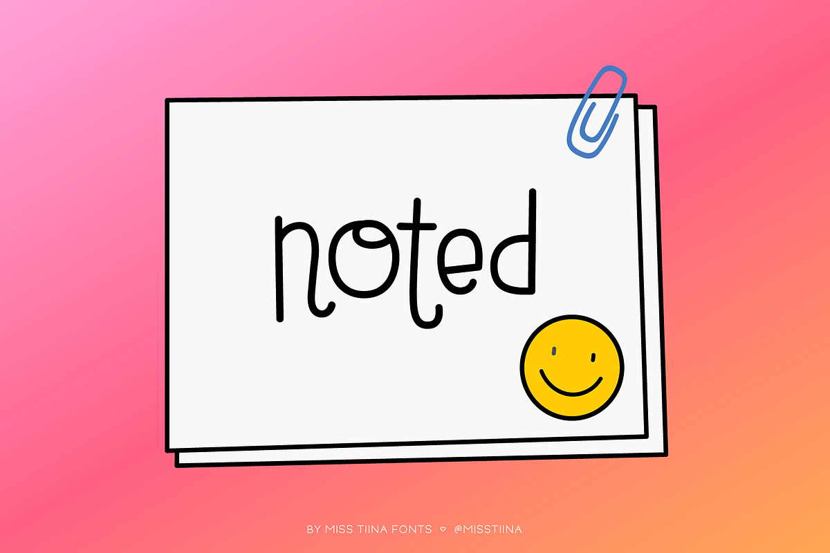 Noted Font, a Handwritten Font by Miss Tiina (Photo 1 of 5)