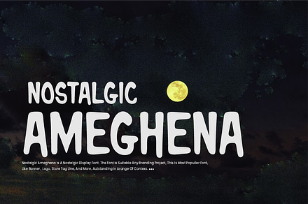 Nostalgic Ameghena Font, a Sans Serif Font by QR Design Studio
