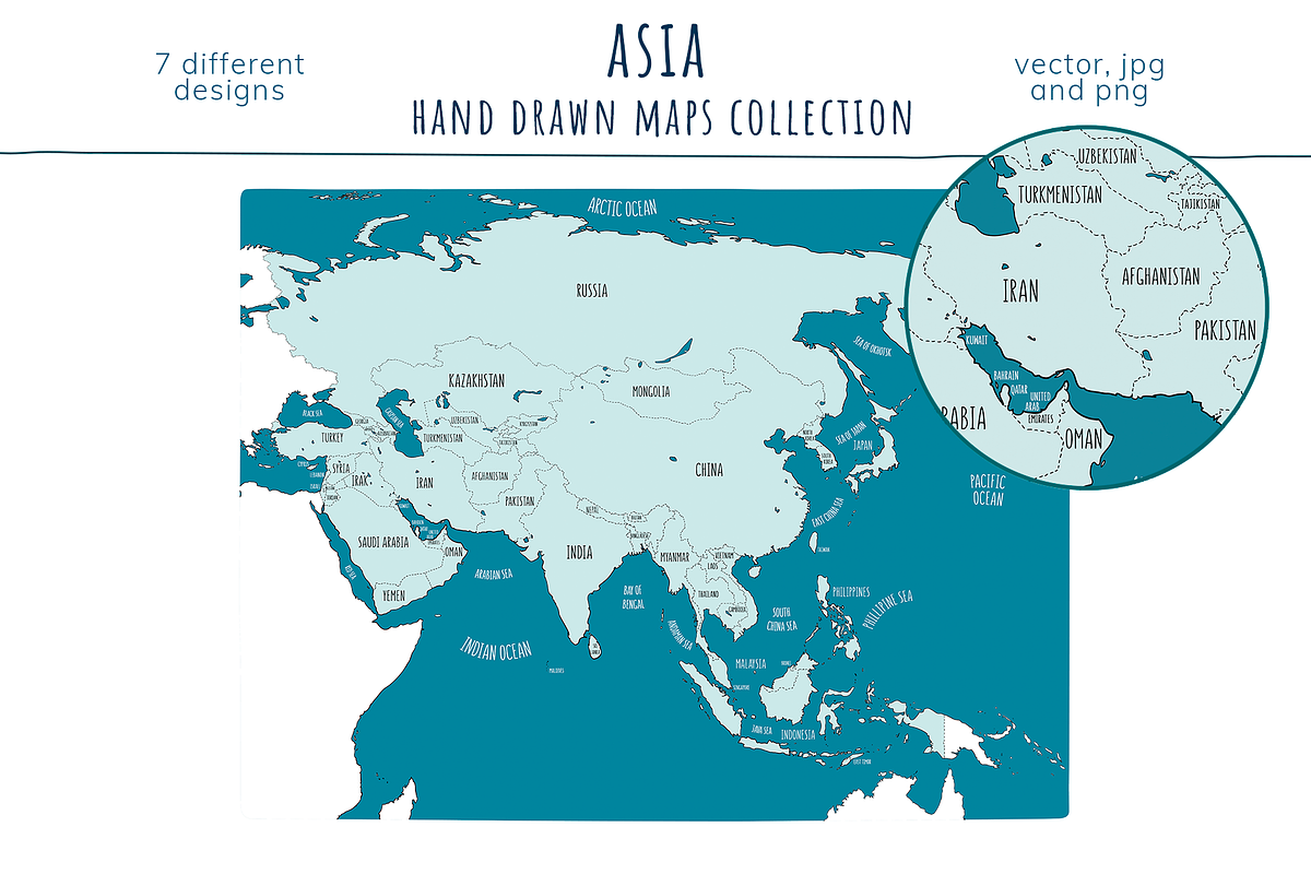 Asia Maps Collection, an Education Illustration by Illustrationsforteachers (Photo 5 of 8)