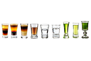 A lineup of layered and clear shot, a Food & Drink Photo by piter.goskov
