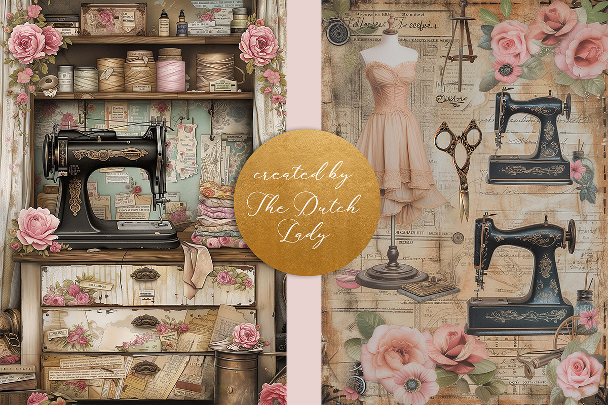 The Seamstress Atelier Decoupage Set, a Work Illustration by The Dutch Lady Designs (Photo 3 of 6)