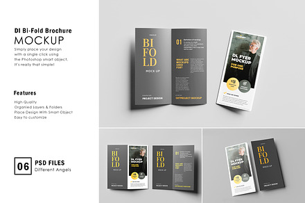6 Dl Bi-Fold Brochure Mockup, a Print Template by getproject