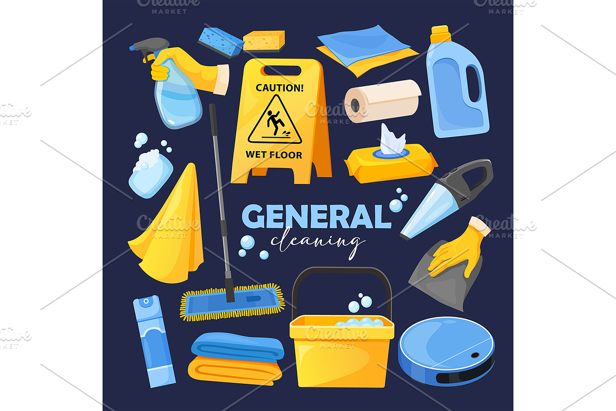 Cleaning equipment icons collection, a Work Illustration by Elen_Art (Photo 2 of 2)