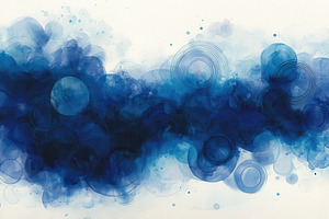 Abstract Blue Watercolor Circles Pai, a Photo by Pixeness Studio