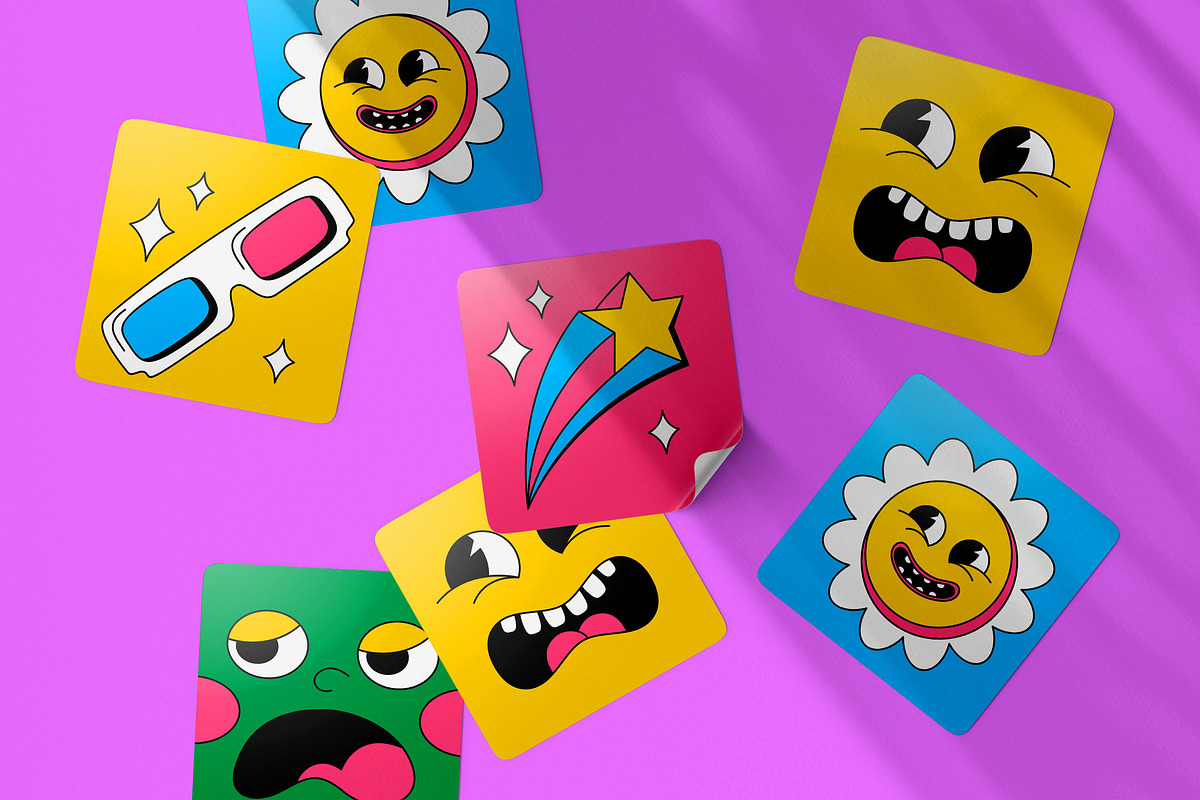Square Stickers Mockup Set, a Product Mockup by Design Squad (Photo 4 of 7)