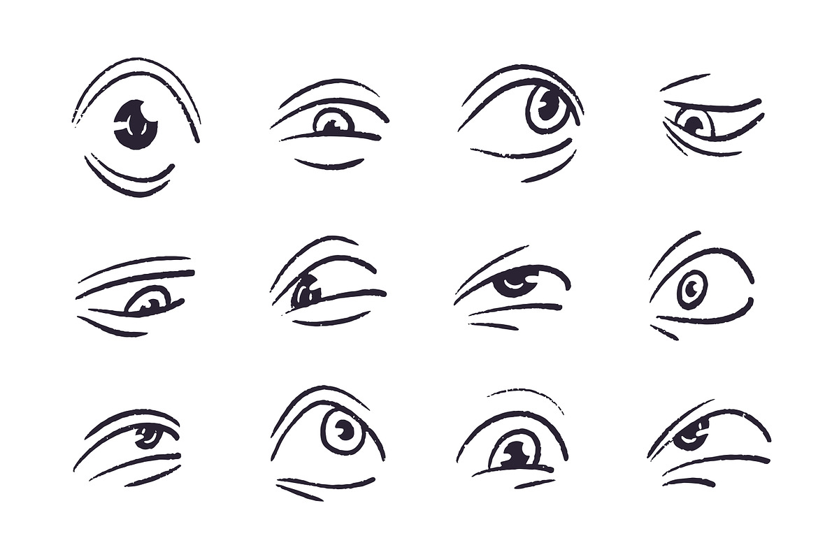 Eyes with emotions set + pattern, a Person Illustration by PaperTrident (Photo 3 of 5)