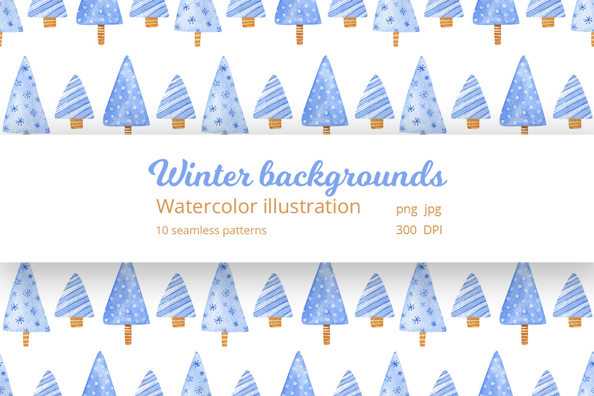 Winter Christmas trees backgrounds, a Texture Illustration by Anna Kopylova (Photo 1 of 4)