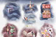 Sale!Watercolor Magician Clipart Set, a Decorative Illustration by ArtCreationsDesign (Thumbnail 3 of 9)