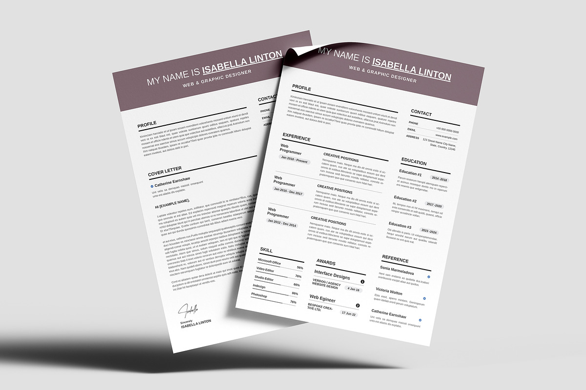 Modern Resume Template CV Design, a Resume Template by PixelStudio (Photo 5 of 5)
