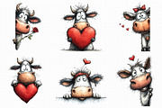 Funny Peeking Valentine Cow Clipart, an Illustration by Libby Wishes (Thumbnail 4 of 8)