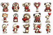 Whimsical Valentine Animals Bundle, an Illustration by Libby Wishes (Thumbnail 5 of 5)