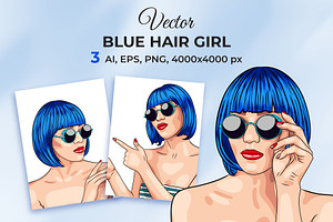 Vector Blue Hair Girl, a Person Illustration by Iryna Denysova