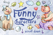 Funny Characters Set for Kids, a Texture Illustration by WBS Design (Thumbnail 1 of 3)