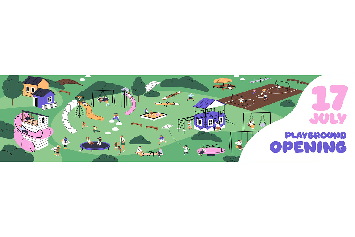 Kids play on kindergarten playground, a Person Illustration by PaperTrident (Photo 3 of 10)