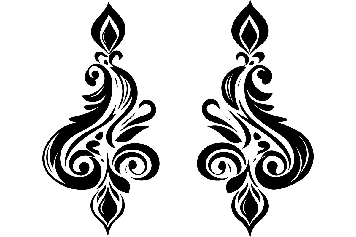 Black Ornamental Earrings SVG Set, an Object Graphic by jahid234 (Photo 6 of 13)