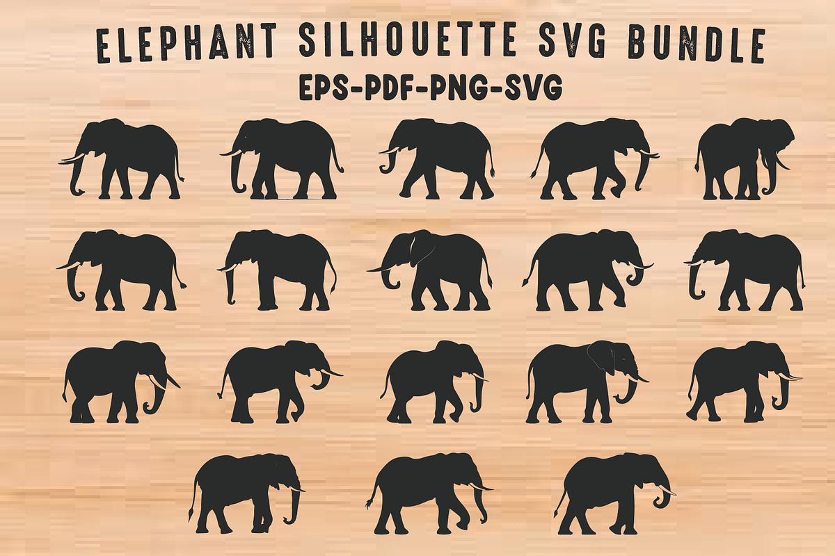 Elephant SVG Silhouette Clipart Set, a Person Illustration by Gfx Expert Team (Photo 1 of 3)