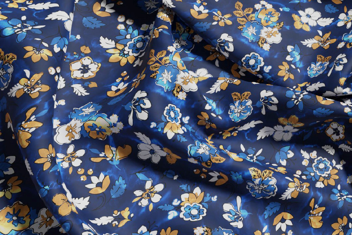 Navy and Yellow Floral Seamless, a Pattern Graphic by Gullenda (Photo 3 of 6)