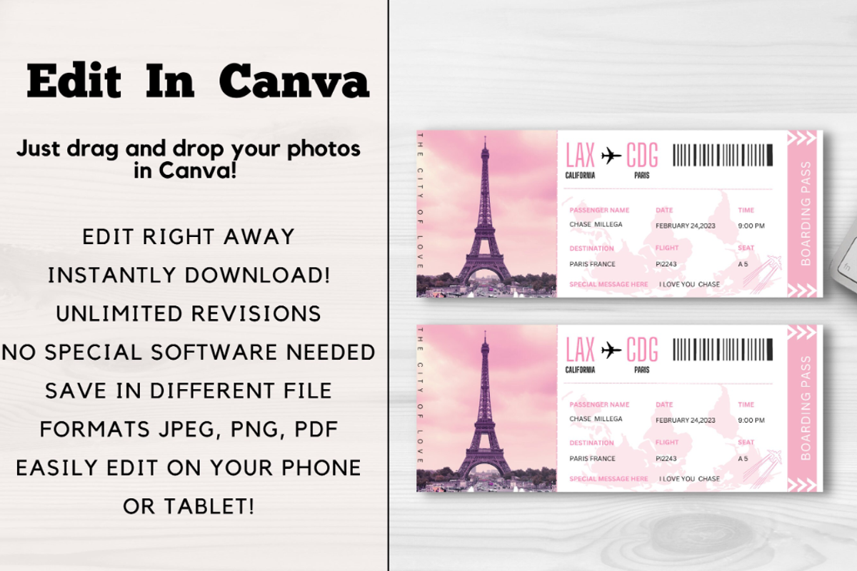Editable Boarding Pass Template, a Card Template by YasdeyDesigns (Photo 4 of 9)