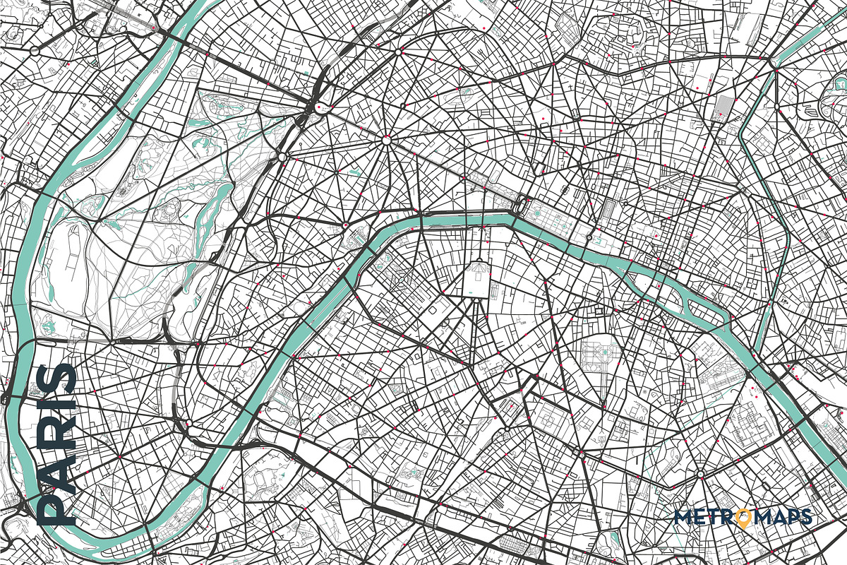 MAP SET - Black/Turquoise - 15 Maps, a Graphic by MetroMaps (Photo 13 of 16)