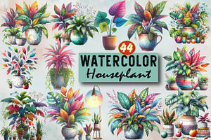 Watercolor Houseplant Sublimation Cl, an Illustration by SVGArt