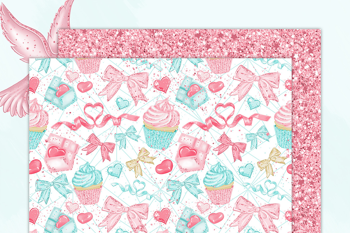 Valentines Day Digital Paper Pack, a Pattern Graphic by Phantasia Design