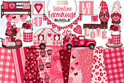 Rustic valentine clipart & patterns, a Pattern Graphic by Gaynor Carradice Designs (Thumbnail 1 of 3)