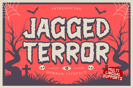 Jagged Terror is a Halloween font, a Sans Serif Font by Brown Cupple