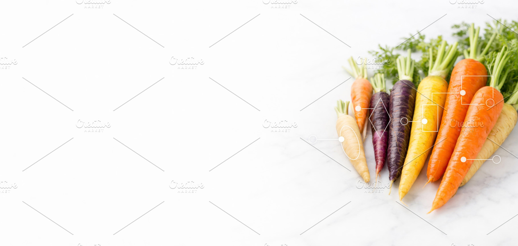 Rainbow carrots arranged on marble,, a Photo by Dvoevnore photos