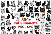 Cat Silhouette | Cat Head & Face SVG, an Animal Illustration by Chipshpow Graphics (Thumbnail 1 of 10)