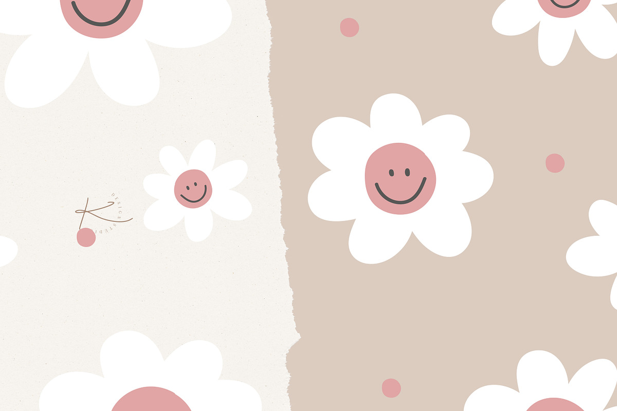 PATTERN SMILE FLOWER / vector & png, a Pattern Graphic by KruthDesign (Photo 4 of 8)