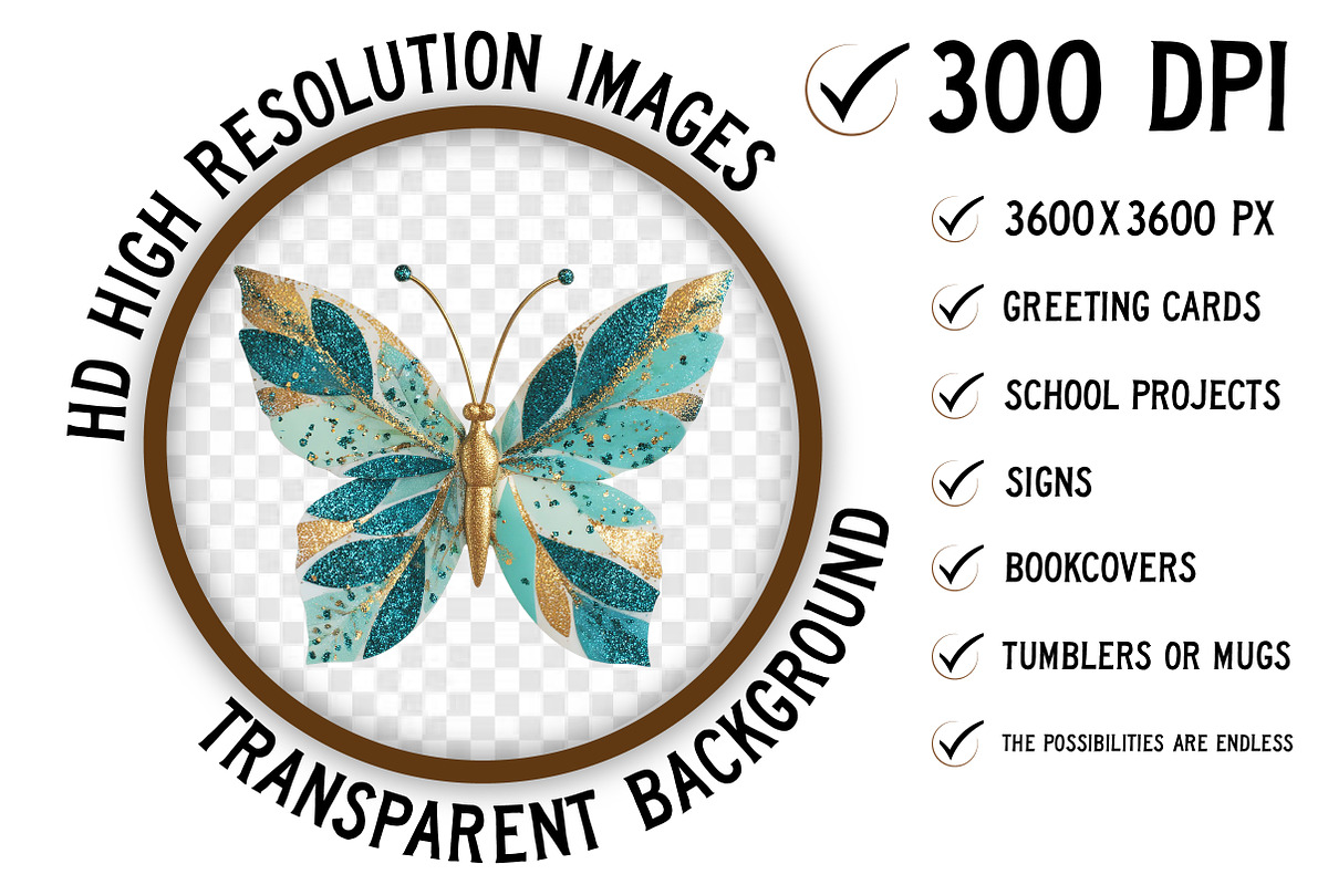 Gold Glitter Butterflies Clipart, an Illustration by Craft Nest (Photo 2 of 7)