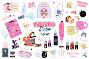 Trendy Girls Tattoo Studio Clipart, a Graphic by Ruslana Lubenets