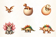 Dinosaurs Watercolor Clipart, an Illustration by CrexoraLab (Thumbnail 4 of 5)