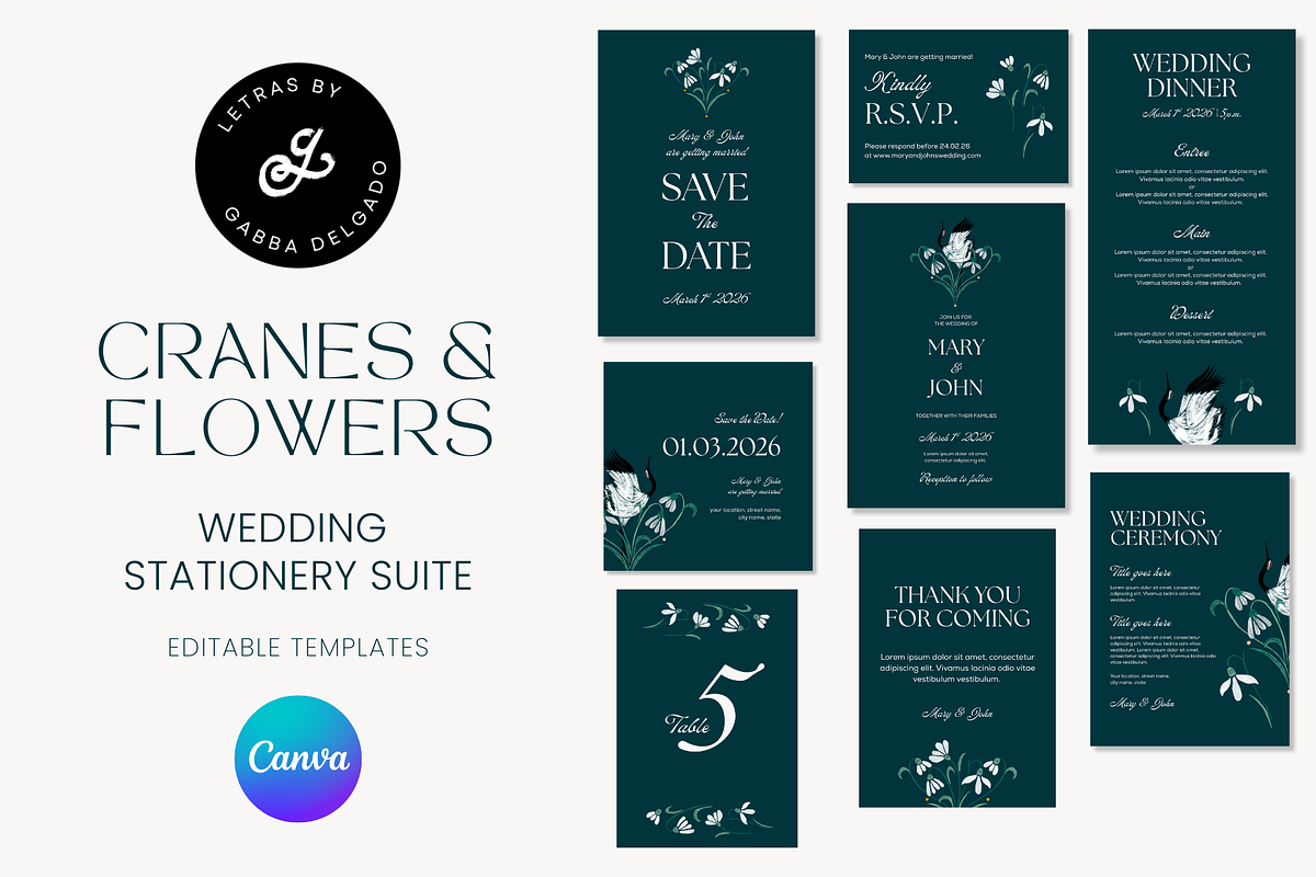 illustrated Wedding Stationery Templat